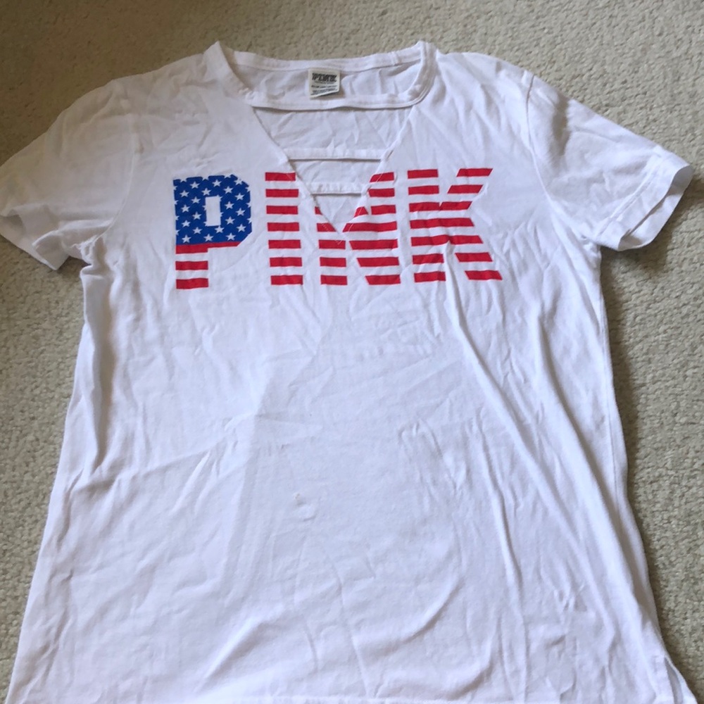 crossed v neck pink shirt